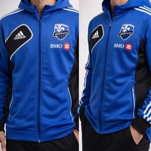 Adidas Impact Montréal BMO Full Zip Hooded Track Jacket Blue Men’s L MLS